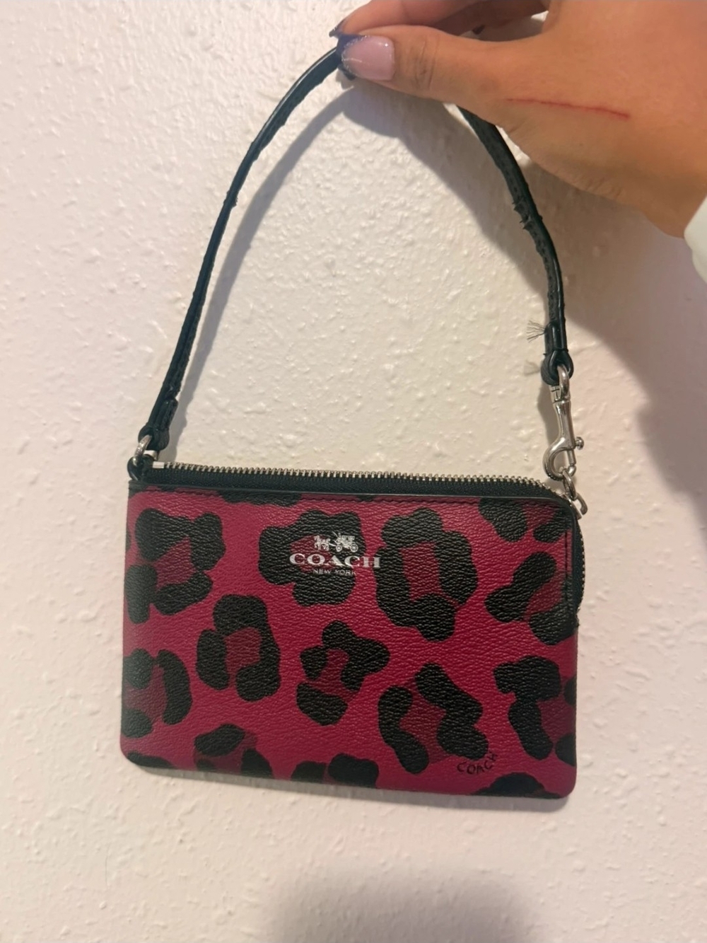 Coach Pink Leopard Print Wristlet